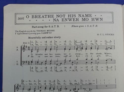 Vintage sheet music NA ENWER MO HWN O Breathe Not His Name choral Irish Welsh